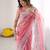 ethnic motifs embroidered georgette saree in pink