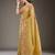 ethnic motifs embroidered georgette saree in yellow