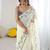 ethnic motifs embroidered georgette saree in offwhite