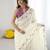 ethnic motifs embroidered georgette saree in offwhite