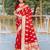 Red woven satin saree with blouse piece
