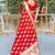 Red woven satin saree with blouse piece
