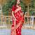 Red woven satin saree with blouse piece