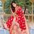 Red woven satin saree with blouse piece