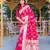 Pink woven satin saree with blouse piece