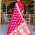 Pink woven satin saree with blouse piece