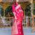 Pink woven satin saree with blouse piece