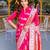 Pink woven satin saree with blouse piece