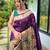 Wine woven paithani silk saree with blouse piece