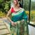 Turquoise woven paithani silk saree with blouse piece