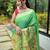 Green woven paithani silk saree with blouse piece
