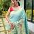 Sky blue woven paithani silk saree with blouse piece