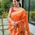 Orange woven paithani silk saree with blouse piece