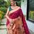 Wine woven paithani silk saree with blouse piece