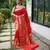 Red woven paithani silk saree with blouse piece