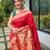 Red woven paithani silk saree with blouse piece