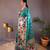 Turquoise woven paithani silk saree with blouse piece