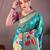 Turquoise woven paithani silk saree with blouse piece