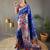 Blue woven paithani silk saree with blouse piece
