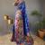 Blue woven paithani silk saree with blouse piece