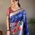 Blue woven paithani silk saree with blouse piece
