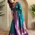 Turquoise woven silk saree with blouse piece