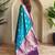 Turquoise woven silk saree with blouse piece