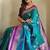 Turquoise woven silk saree with blouse piece