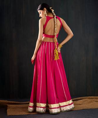 rani pink embroidered cotton silk Lehenga 3