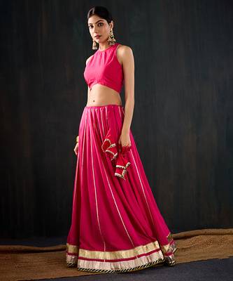 rani pink embroidered cotton silk Lehenga 2