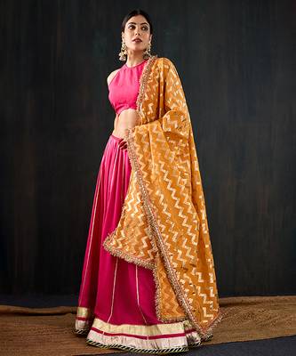rani pink embroidered cotton silk Lehenga 4