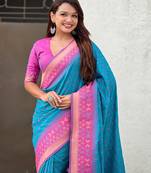 Soft silk zari woven patola saree with contrast bandhani weaves