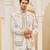 ivory cotton kurta jacket set with gold embroidery