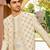 beige silk kurta jacket set with lattice embroidery