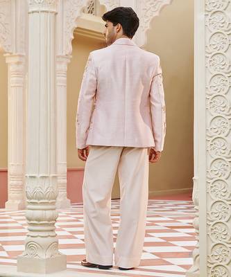 Pink embroidered silk three piece co ord set 2