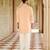 peach silk mens kurta set with embroidery work