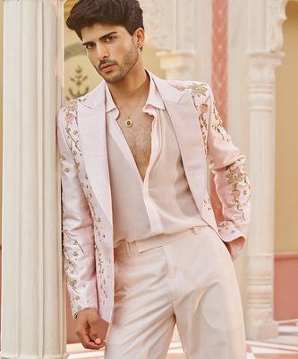Pink embroidered silk three piece co ord set 3