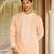 peach silk mens kurta set with embroidery work
