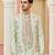 green silk kurta jacket set with embroidered floral work