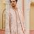 pink silk mens kurta jacket set with floral embroidery