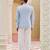 blue raw silk kurta jacket set with bandhgala design