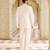 ivory raw silk kurta jacket set with floral embroidery
