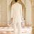 cream cotton sherwani set with embroidered floral design