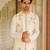 cream cotton sherwani set with embroidered floral design