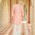 pink silk mens kurta set with embroidered sleeve work
