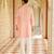 pink silk mens kurta set with embroidered sleeve work