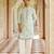 blue silk mens kurta set with floral embroidery