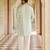 blue silk mens kurta set with floral embroidery