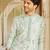 blue silk mens kurta set with floral embroidery