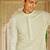 green silk mens kurta setwith embroidered placket design